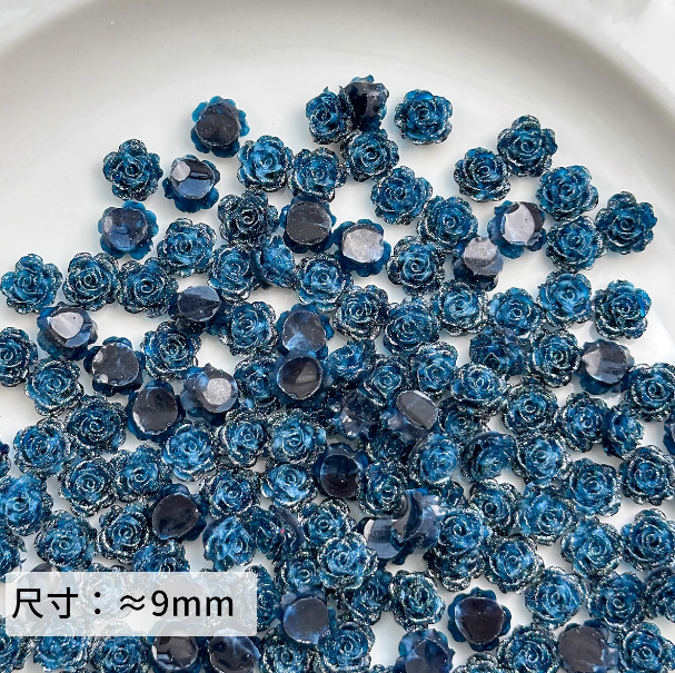 Mini Green Resin Rose Beads, About 9mm, for DIY Crafts, Jewelry Making