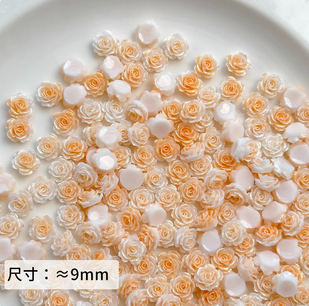 Mini Green Resin Rose Beads, About 9mm, for DIY Crafts, Jewelry Making
