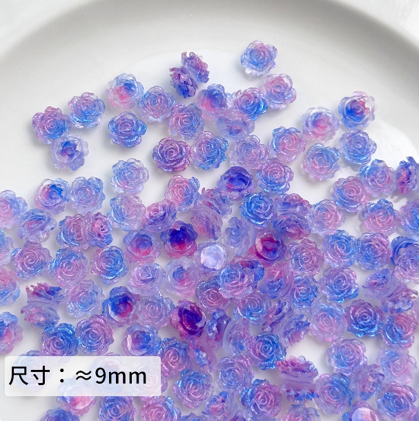Mini Green Resin Rose Beads, About 9mm, for DIY Crafts, Jewelry Making