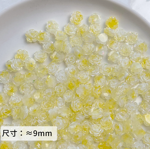 Mini Green Resin Rose Beads, About 9mm, for DIY Crafts, Jewelry Making