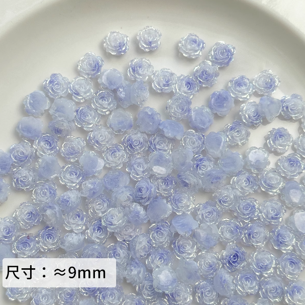 Mini Green Resin Rose Beads, About 9mm, for DIY Crafts, Jewelry Making