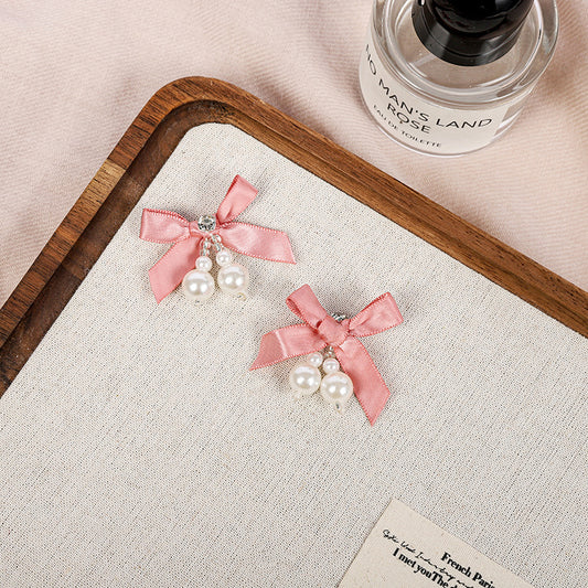 Handmade sewn pearl bow tie DIY accessories for fresh butterfly knot decoration, creative clothing, shoes, hats, hair clips and accessories.