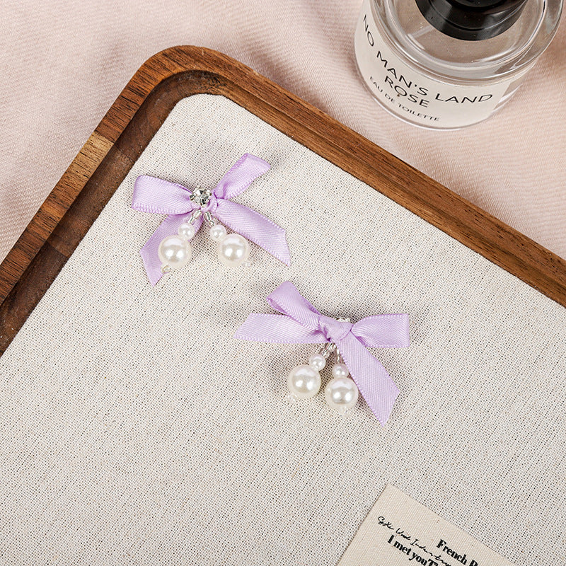 Handmade sewn pearl bow tie DIY accessories for fresh butterfly knot decoration, creative clothing, shoes, hats, hair clips and accessories.