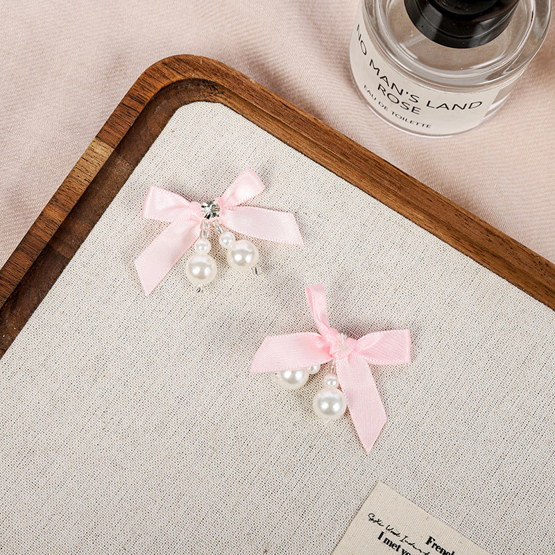 Handmade sewn pearl bow tie DIY accessories for fresh butterfly knot decoration, creative clothing, shoes, hats, hair clips and accessories.
