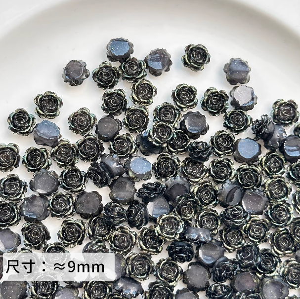 Mini Green Resin Rose Beads, About 9mm, for DIY Crafts, Jewelry Making