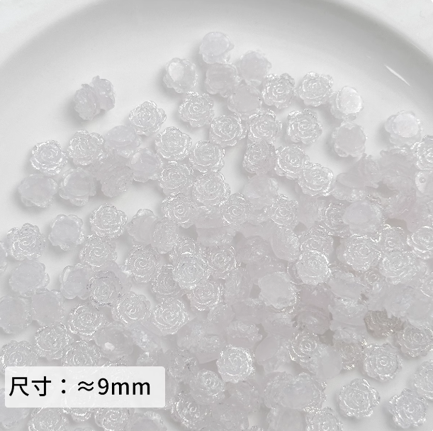 Mini Green Resin Rose Beads, About 9mm, for DIY Crafts, Jewelry Making