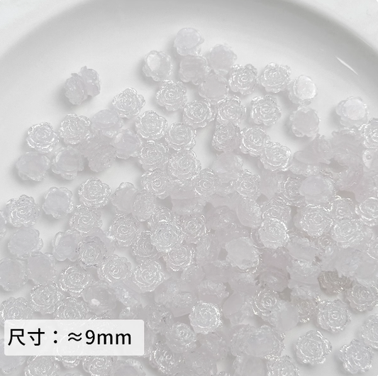 Mini Green Resin Rose Beads, About 9mm, for DIY Crafts, Jewelry Making