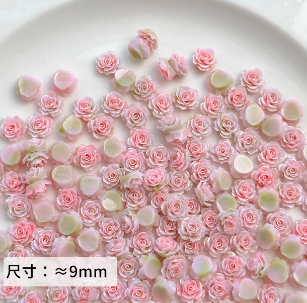Mini Green Resin Rose Beads, About 9mm, for DIY Crafts, Jewelry Making